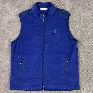 Peter Millar Seaside Fleece Vest Men's Large Medium Blue Full Zip Golf